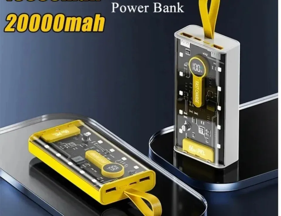 20000mAh 66W Transparent Power Bank – স্মার্ট, শক্তিশালী ও স্টাইলিশ চার্জিং সলিউশন - Image 2