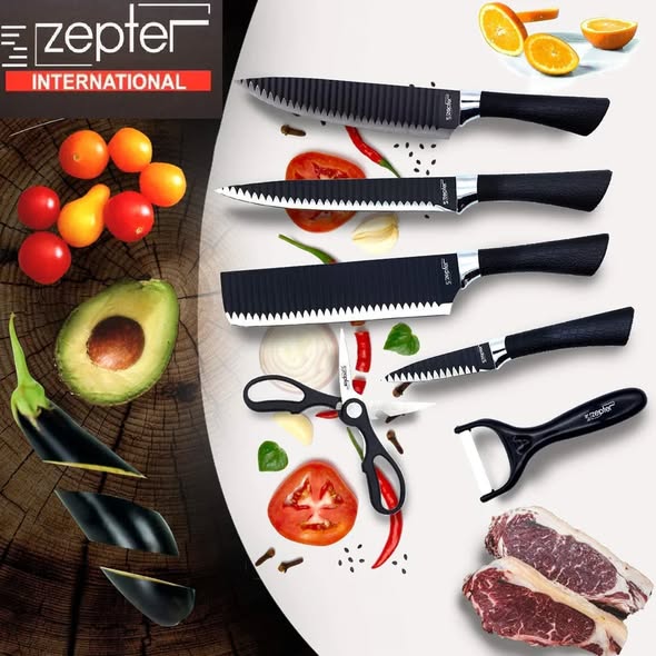 Zepter Stainless Steel 6Pcs Kitchen Knife Set – Premium Sharp, Durable & Professional Chef Knife Collection