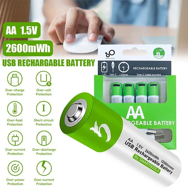 đ Smartoools 1.5V Type-C Rechargeable Batteries AA â āĻāϧā§āύāĻŋāĻ āĻĒāĻžāĻā§āĻžāϰ āϏāϞāĻŋāĻāĻļāύ - Image 3